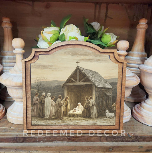 Provincial Nativity Scene Framed Art