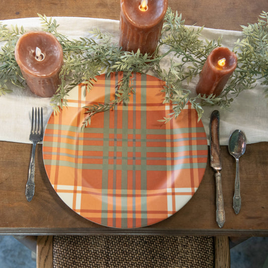 Orange and Green Fall Plaid Charger