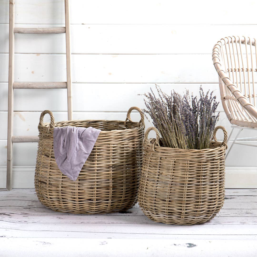 Round Rattan Storage Basket - Large