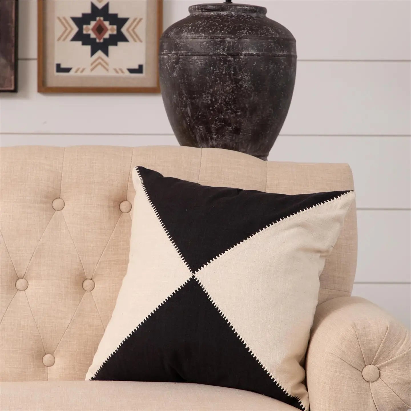 Black and White with Stitch Pillow