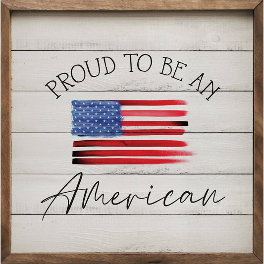 Proud To Be An American Flag Whitewash: 4 x 4 x 1