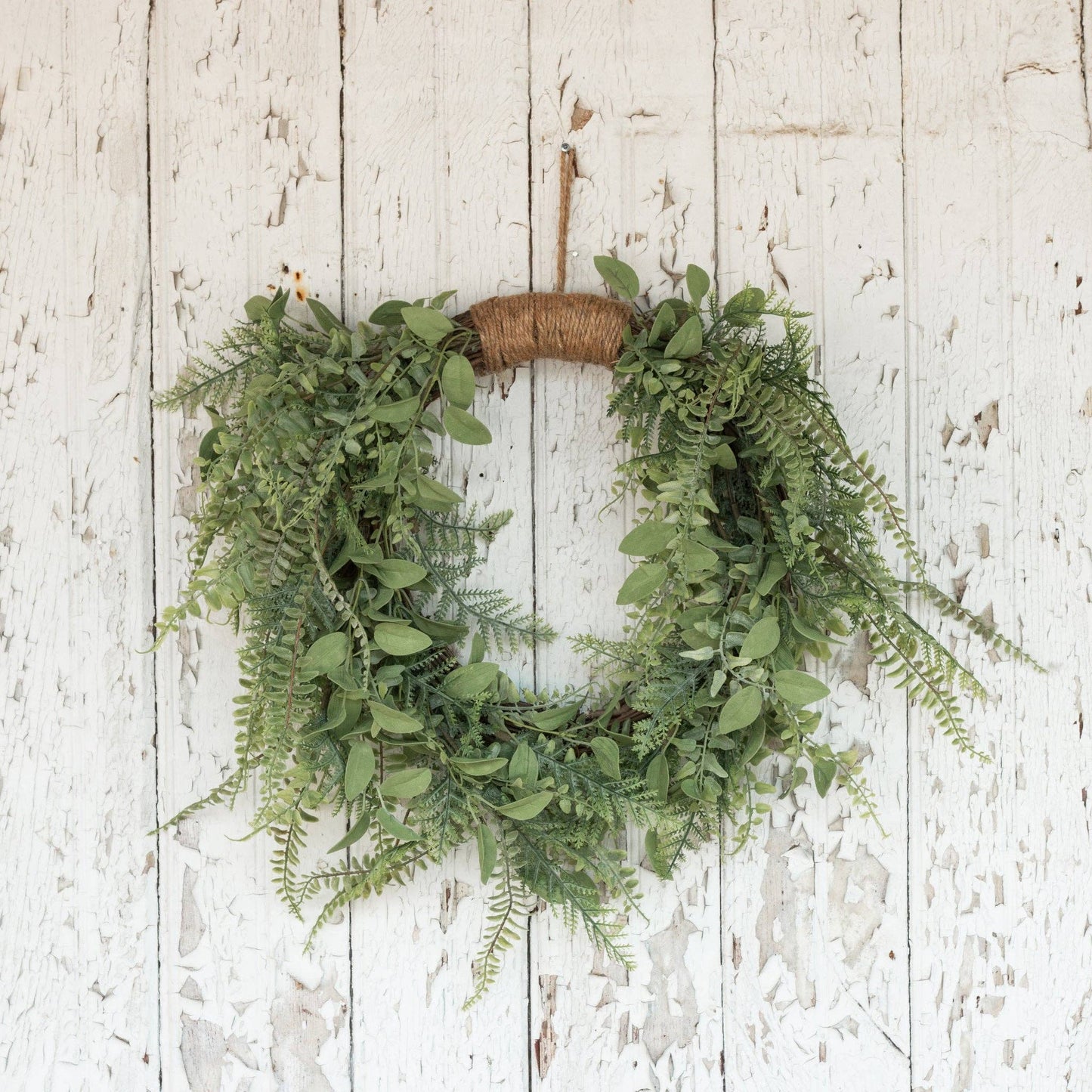 Wreath - Jute Hanger On Twig Base, Ferns