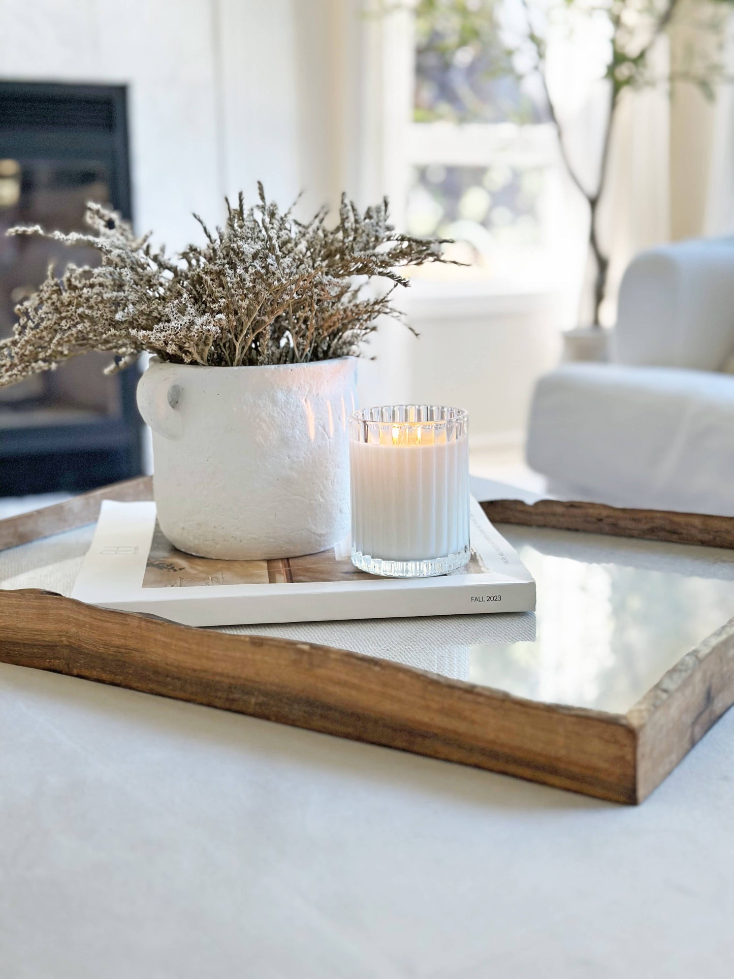 Dwell | Bergamot + Mahogany Fluted Coconut Wax Candle