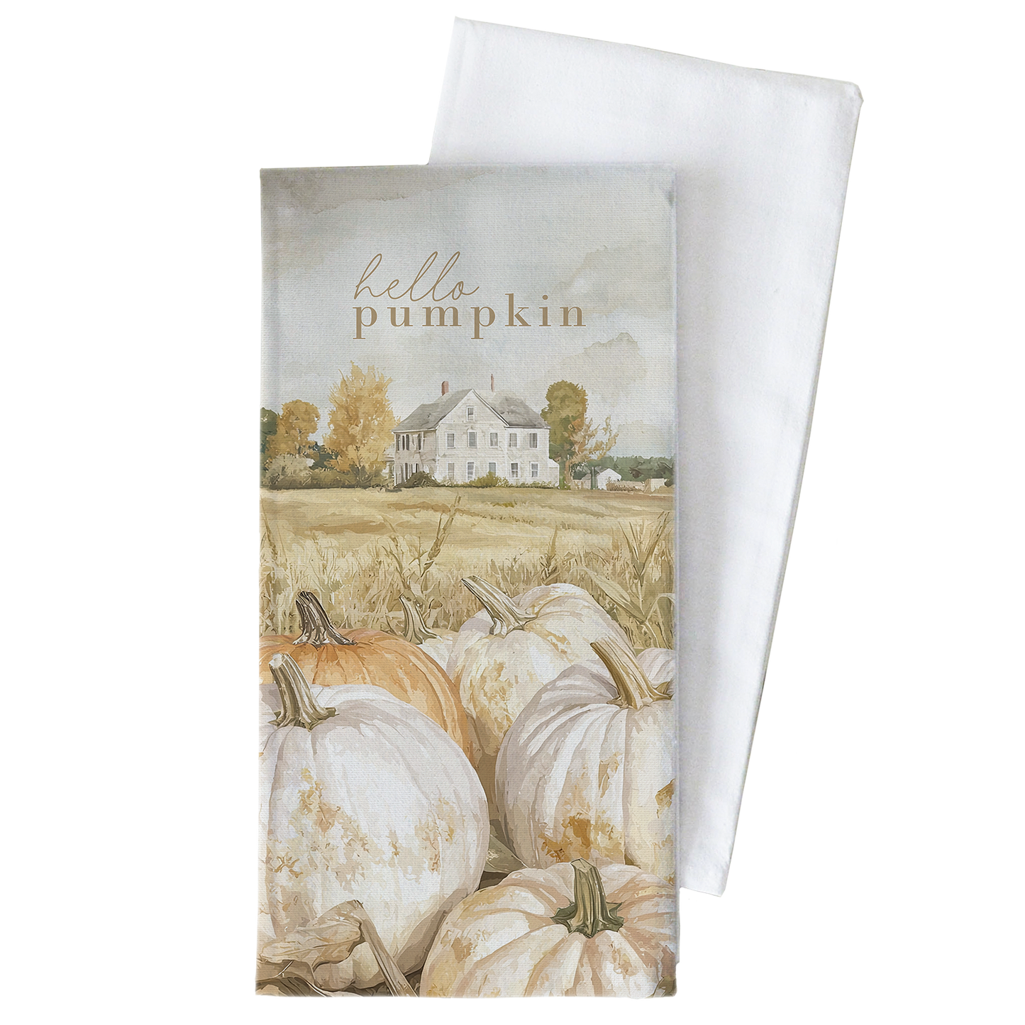 Hello Pumpkin Tea Towel: Natural