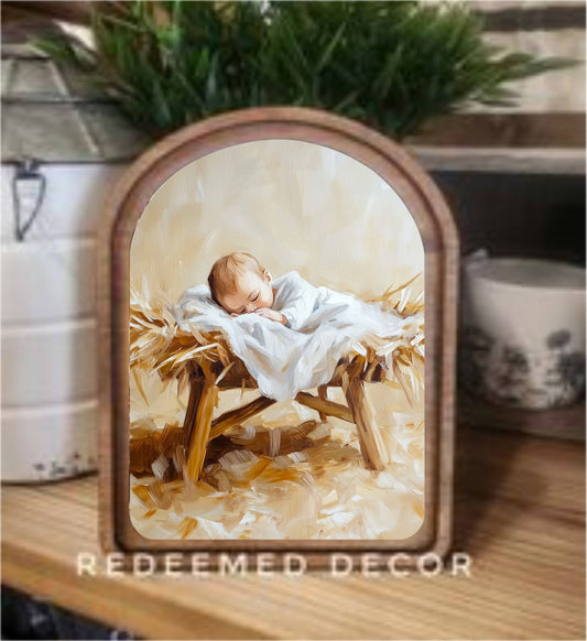 Arch Top Manger Framed Art: 6x8"