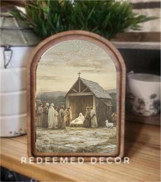 Arch Top Nativity Scene Framed Art : 8.25x11"