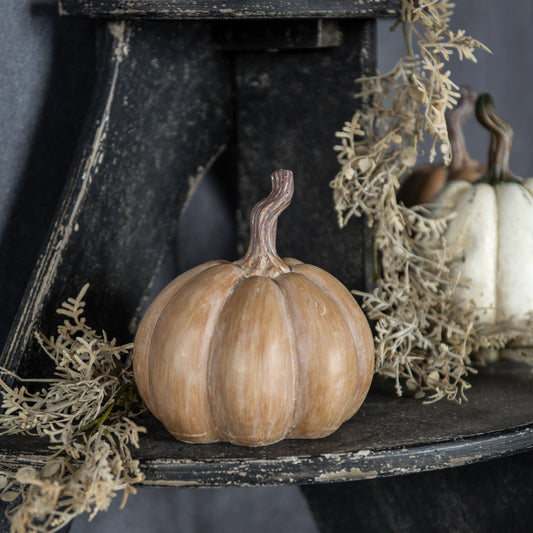 6” tan resin pumpkin