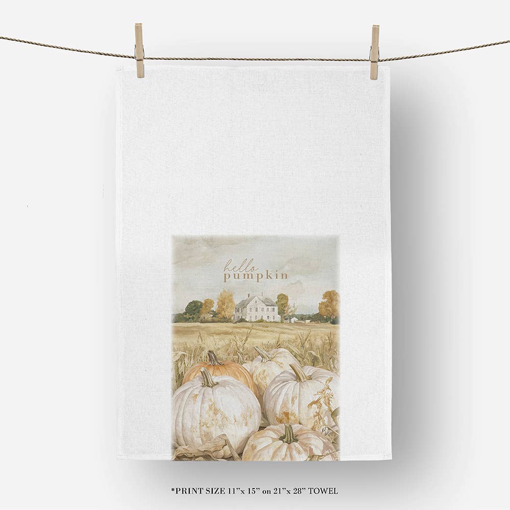 Hello Pumpkin Tea Towel: Natural