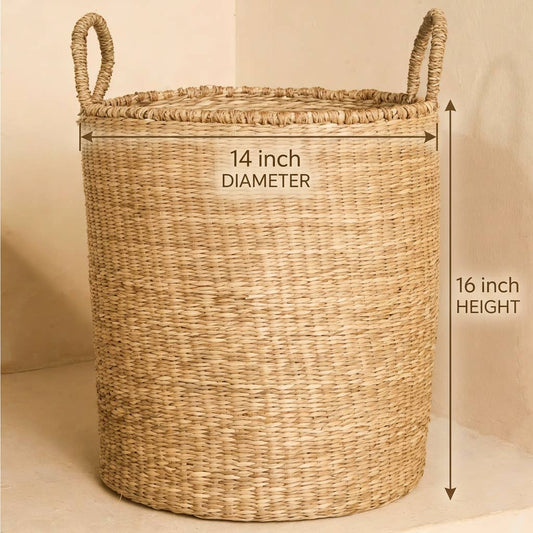 Classic Seagrass Floor Basket with Handles – Large