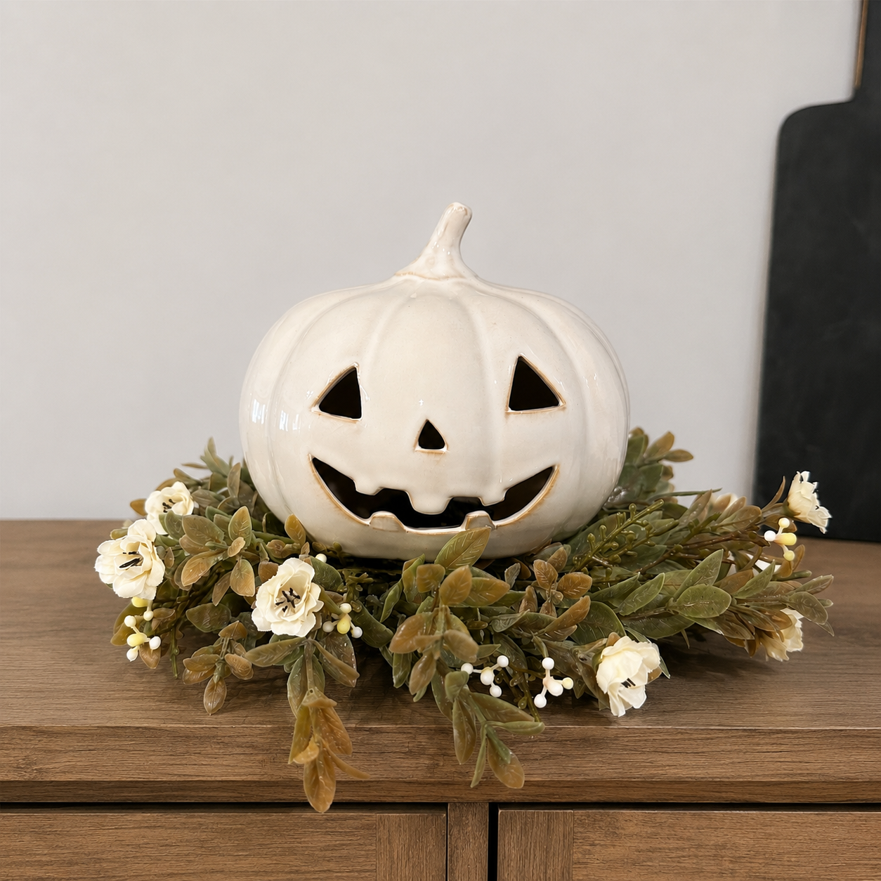 White Ceramic Fall Pumpkin
