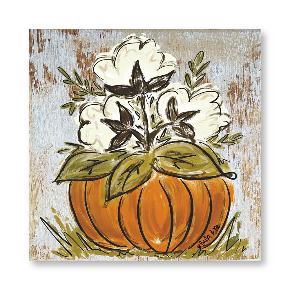 Cotton Pumpkin - Wrapped Canvas: 8" x 10"