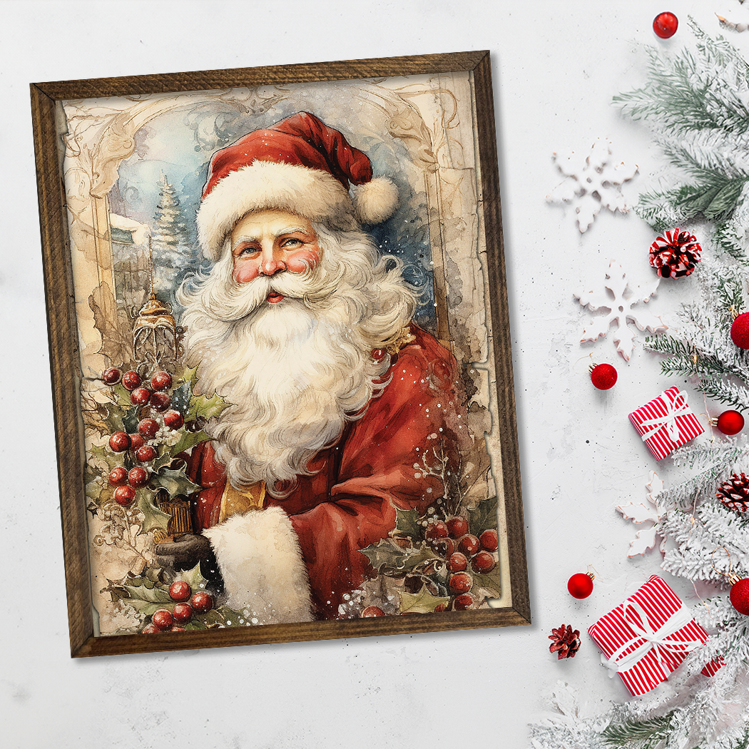 TIMBERLAND FRAME VINTAGE SANTA: 9"x11"
