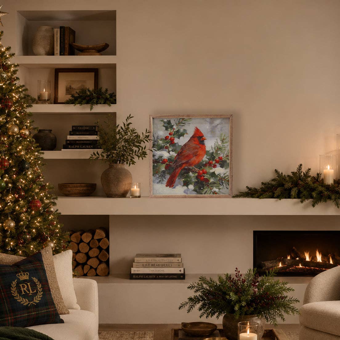 Winter Cardinal Branch: 8x8
