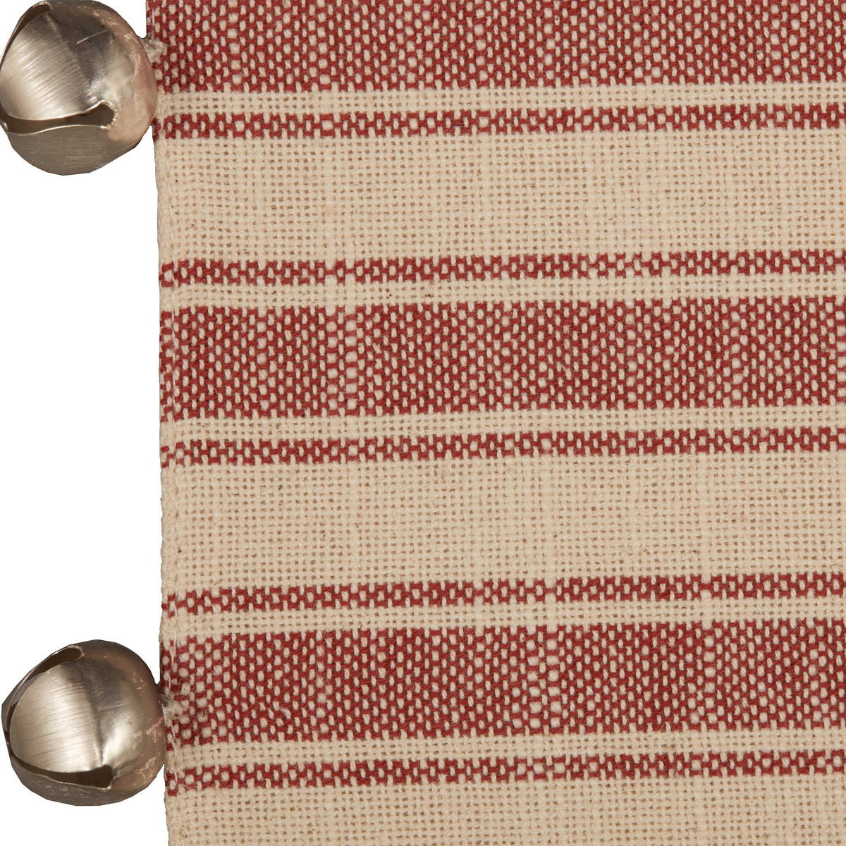 Christmas Bells Red Ticking Stripe Table Runner 13x36
