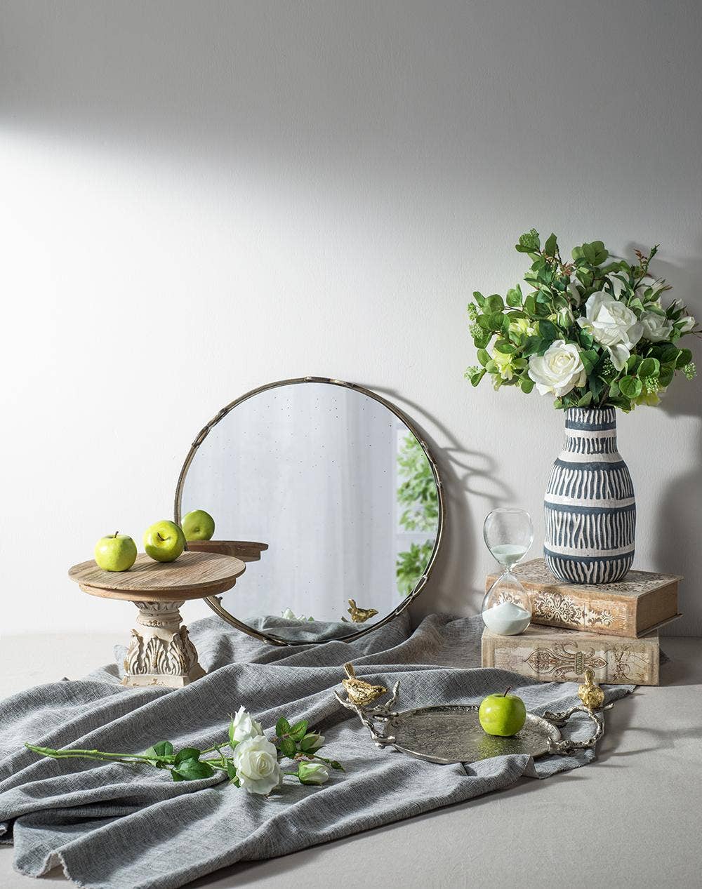 D10.5x7.5" Cream & Brown Wooden Table Top Plate