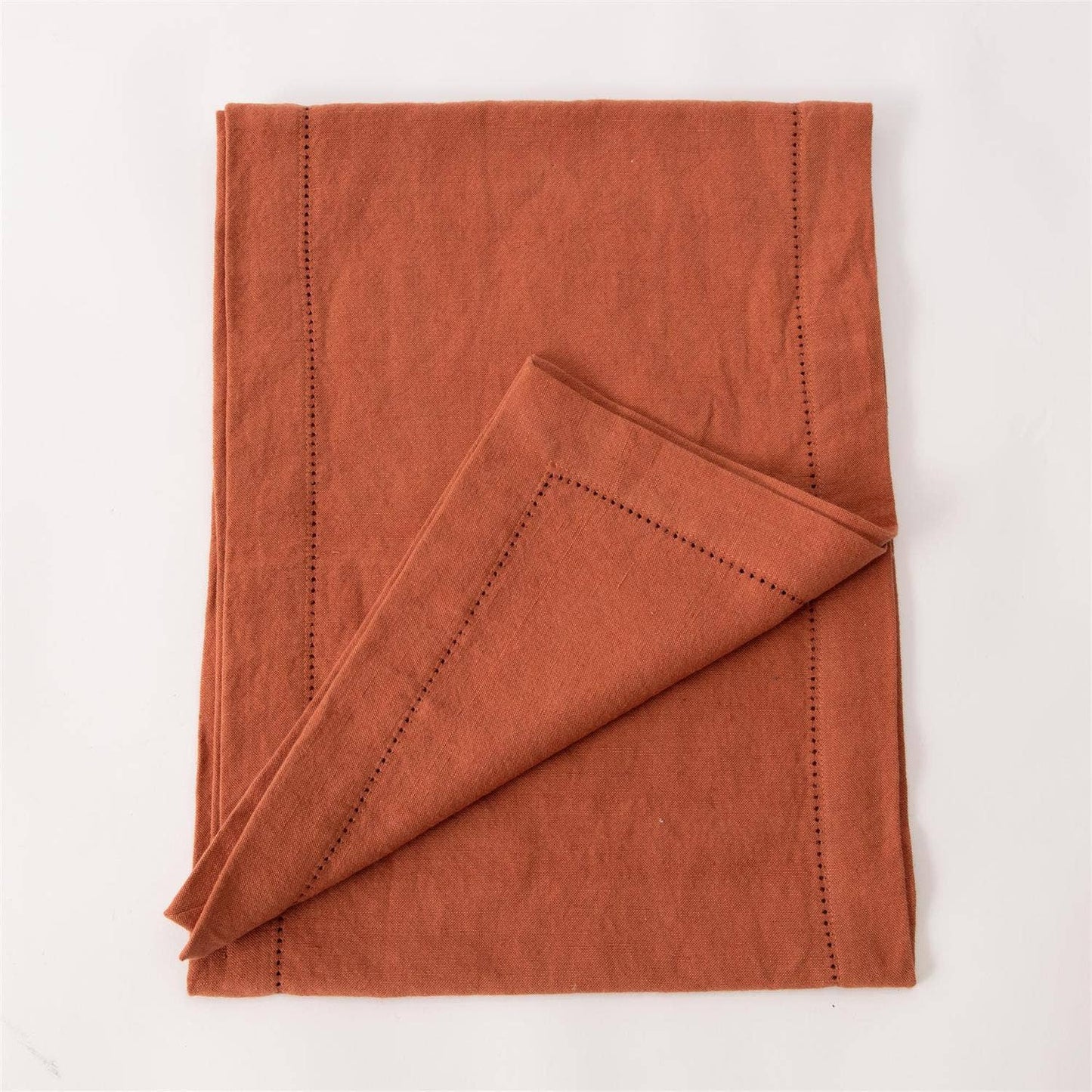 Rust Table Runner - Stonewashed Linen Blend