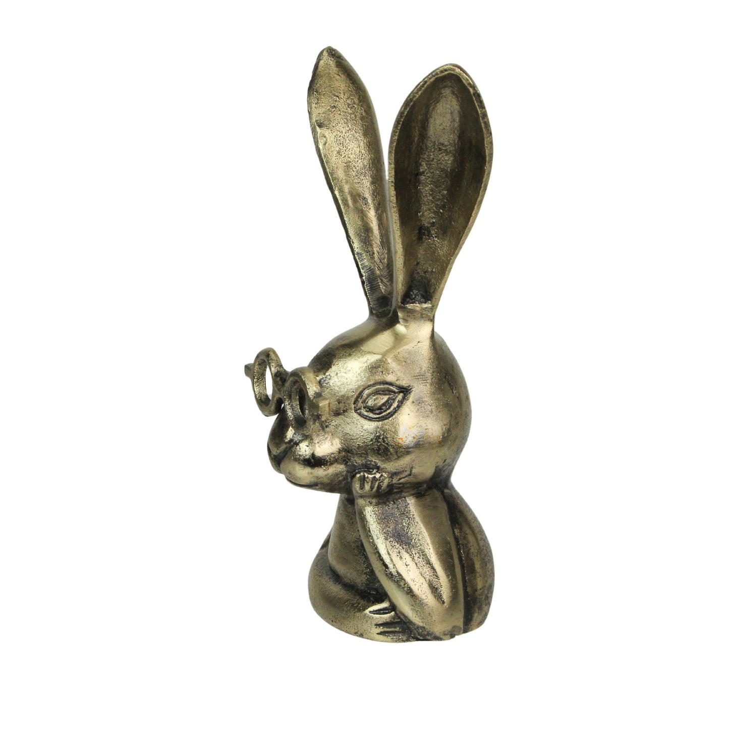 Whimsical Gold Bunny Statue with Spectacles – 10.25" High