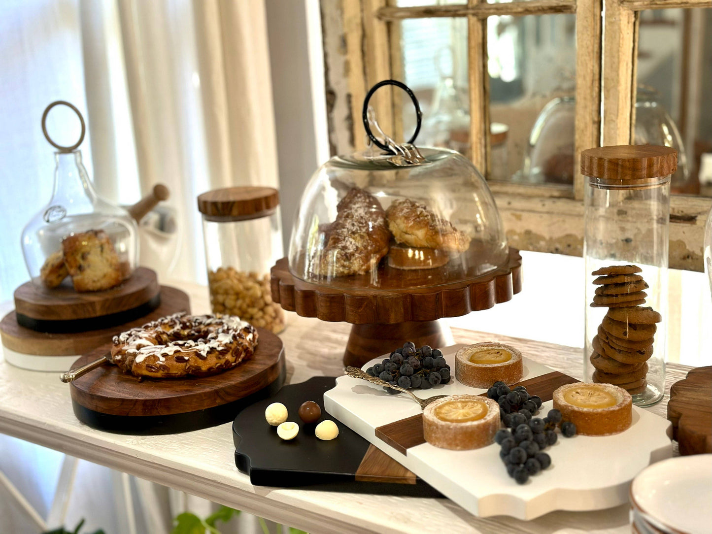 Trefoil Wood Cheese Board Charger, Black