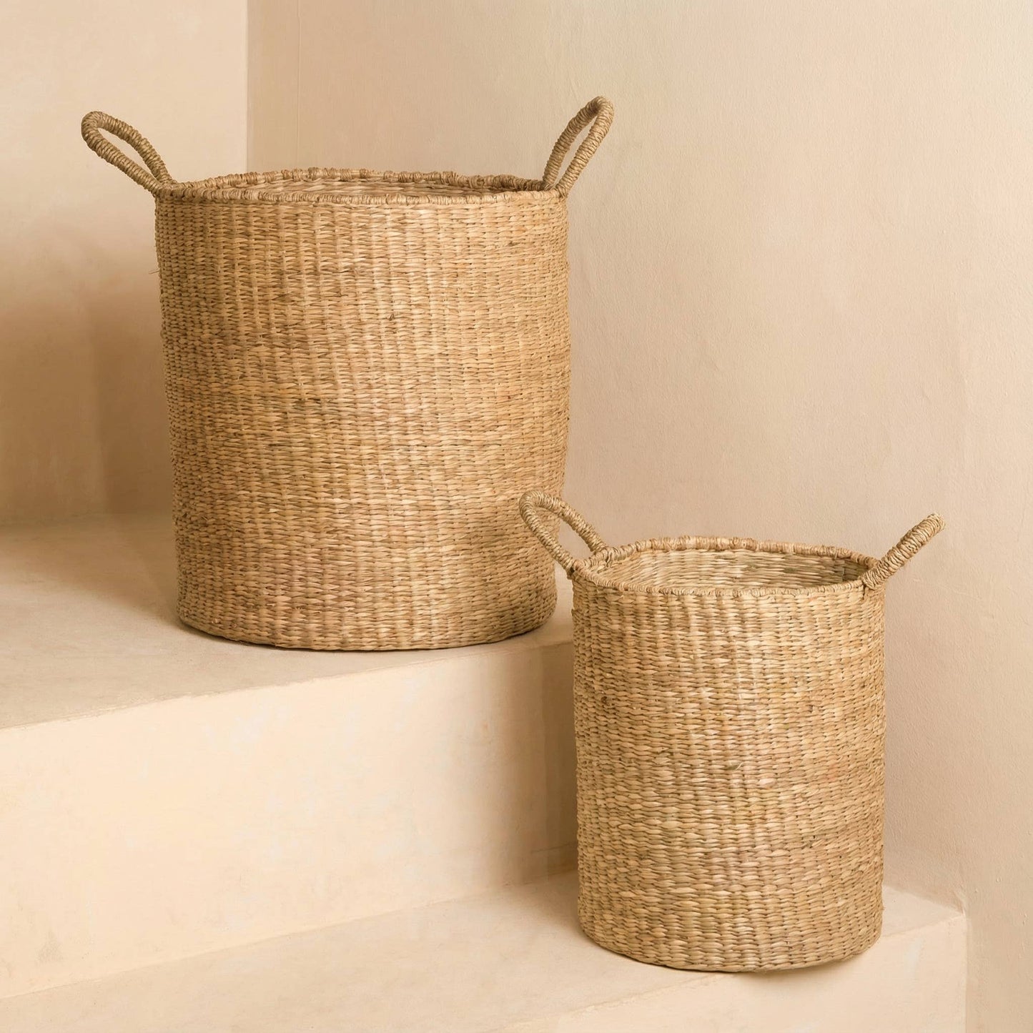 Classic Seagrass Floor Basket with Handles – Large