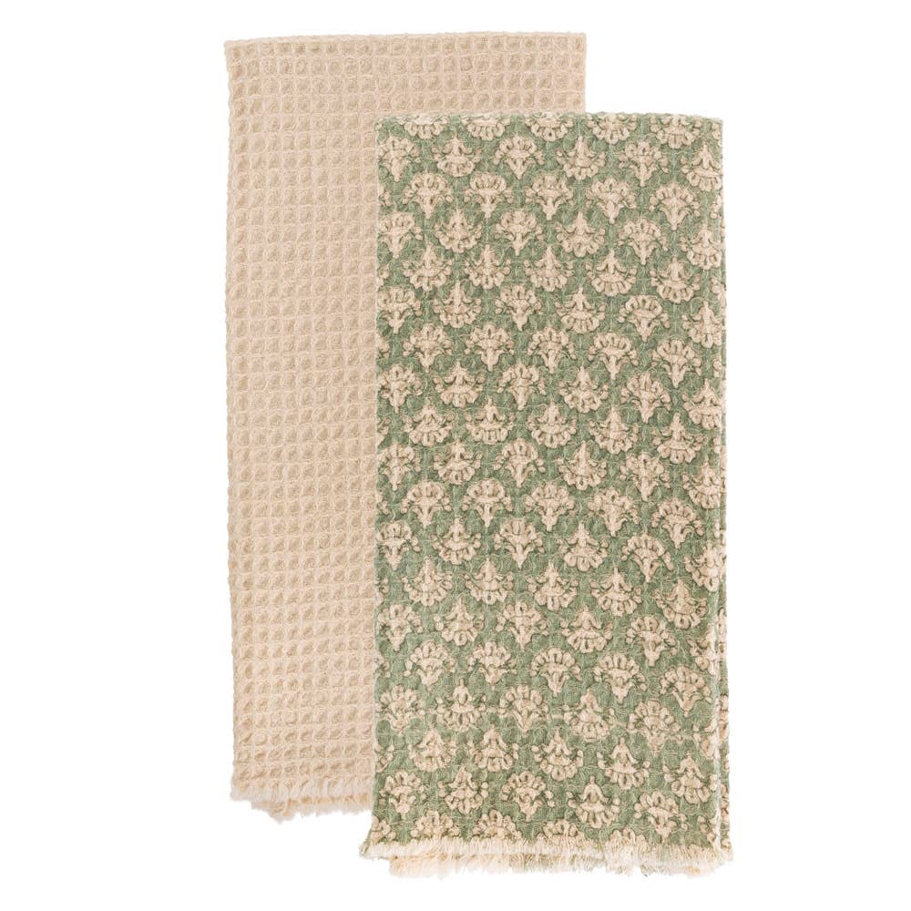 Demasc Tea Sage Damask Cotton Tea Towels Set of 2 – Jamie Lynn Home