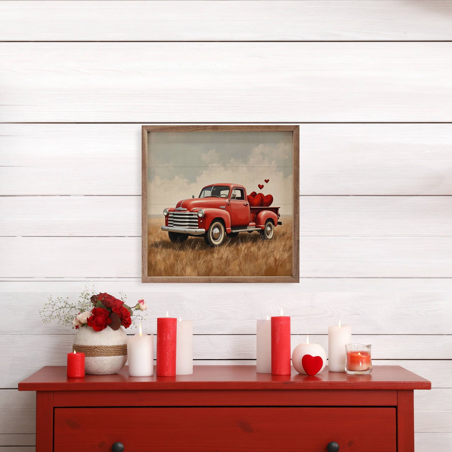 Red Valentine's Day Truck Hearts: 8x8