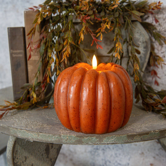 5" Orange 3D Flame Pumpkin Candle