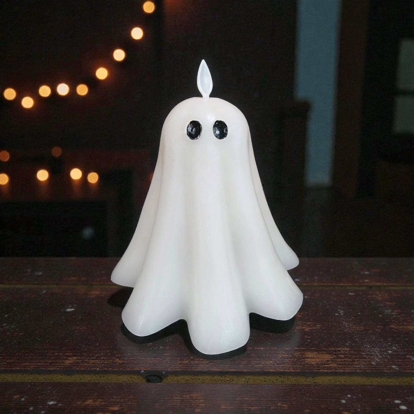 Ghost with Feet, Moving Flame LED Candle 5.3x5in