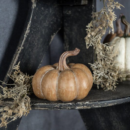 4.75" Tan Resin Pumpkin