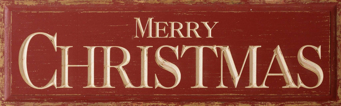 Merry Christms Red Carved Sign