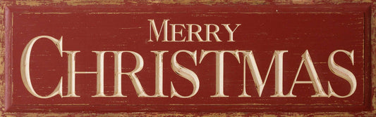 Merry Christms Red Carved Sign