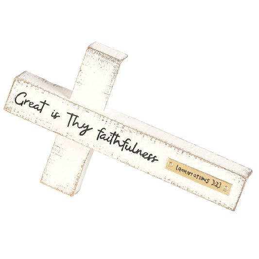 Great is Thy Faithfulness Lam. 3:23 Tabletop Cross