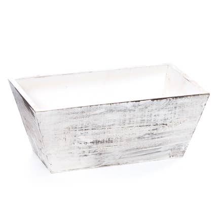 RECT WOOD TUB-WHITE WASHED