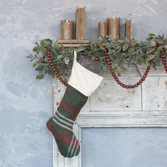 GREEN, RED & WHITE PLAID STOCKING