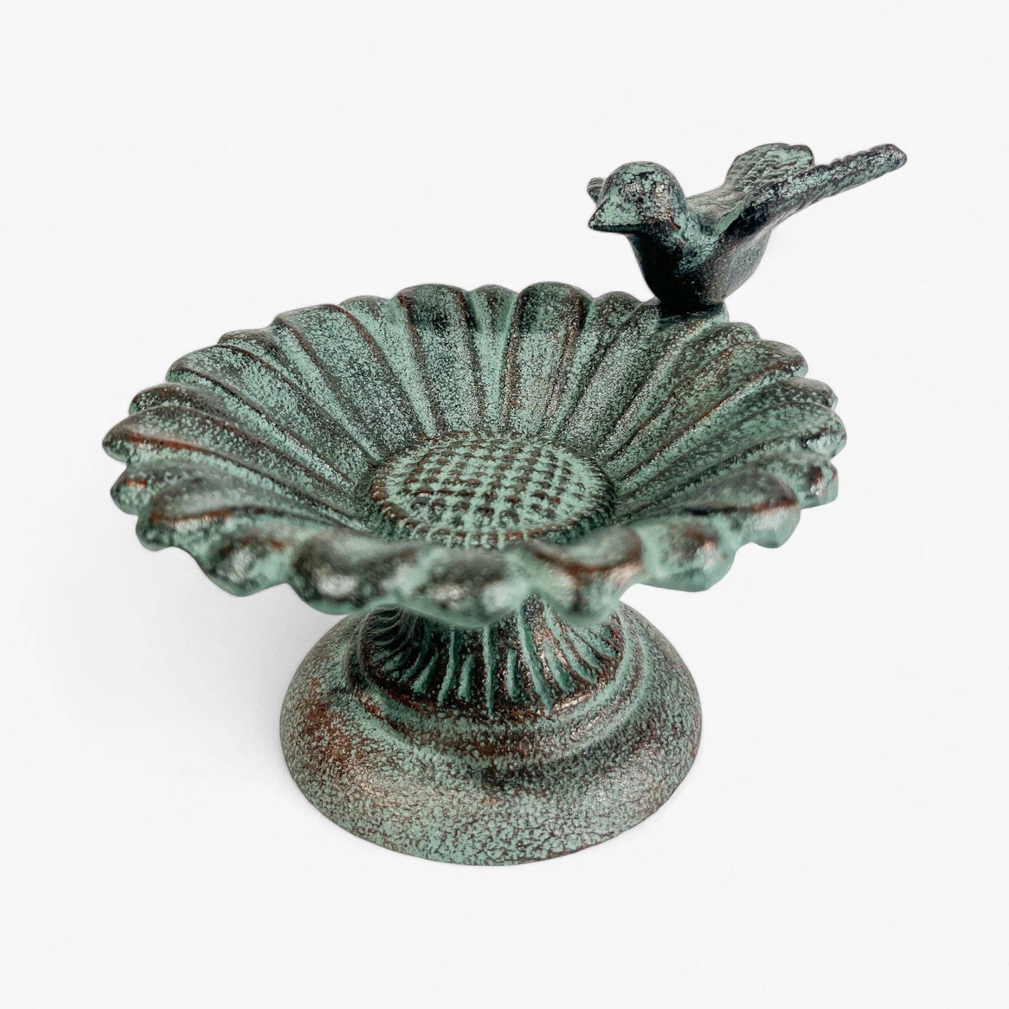 Sunflower Bird Bath, Cast Iron Pedestal Feeder