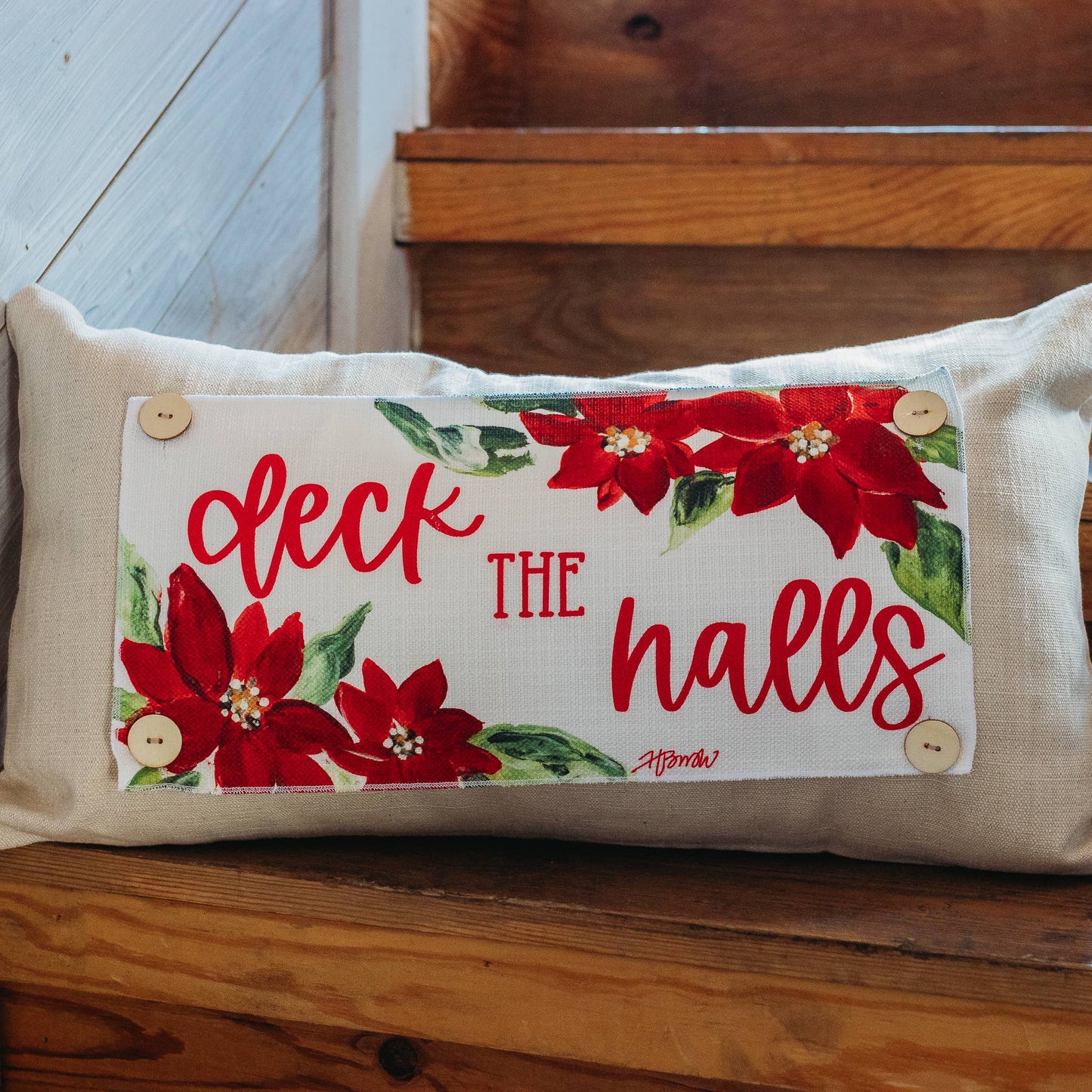 Christmas "Deck the Halls Poinsettias" Pillow Swap: Lumbar / Pillow Swap