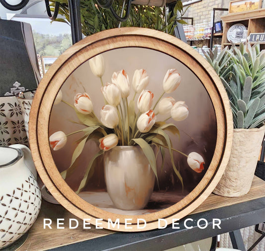8" Round Tulips Art