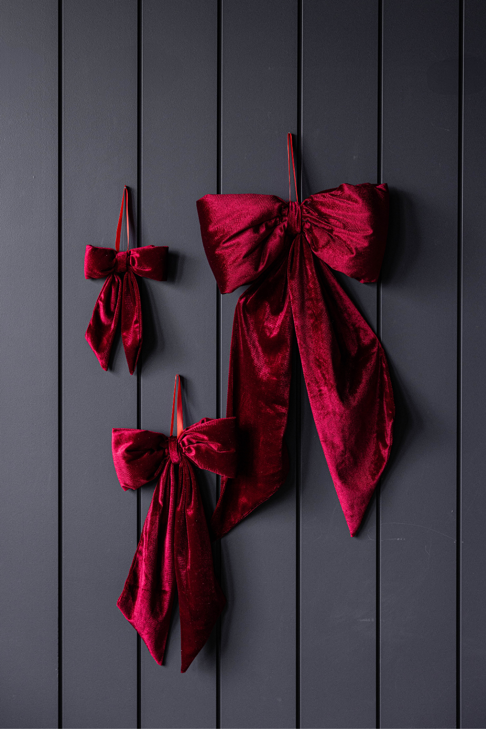 Bows Red Velvet Fabric: Large