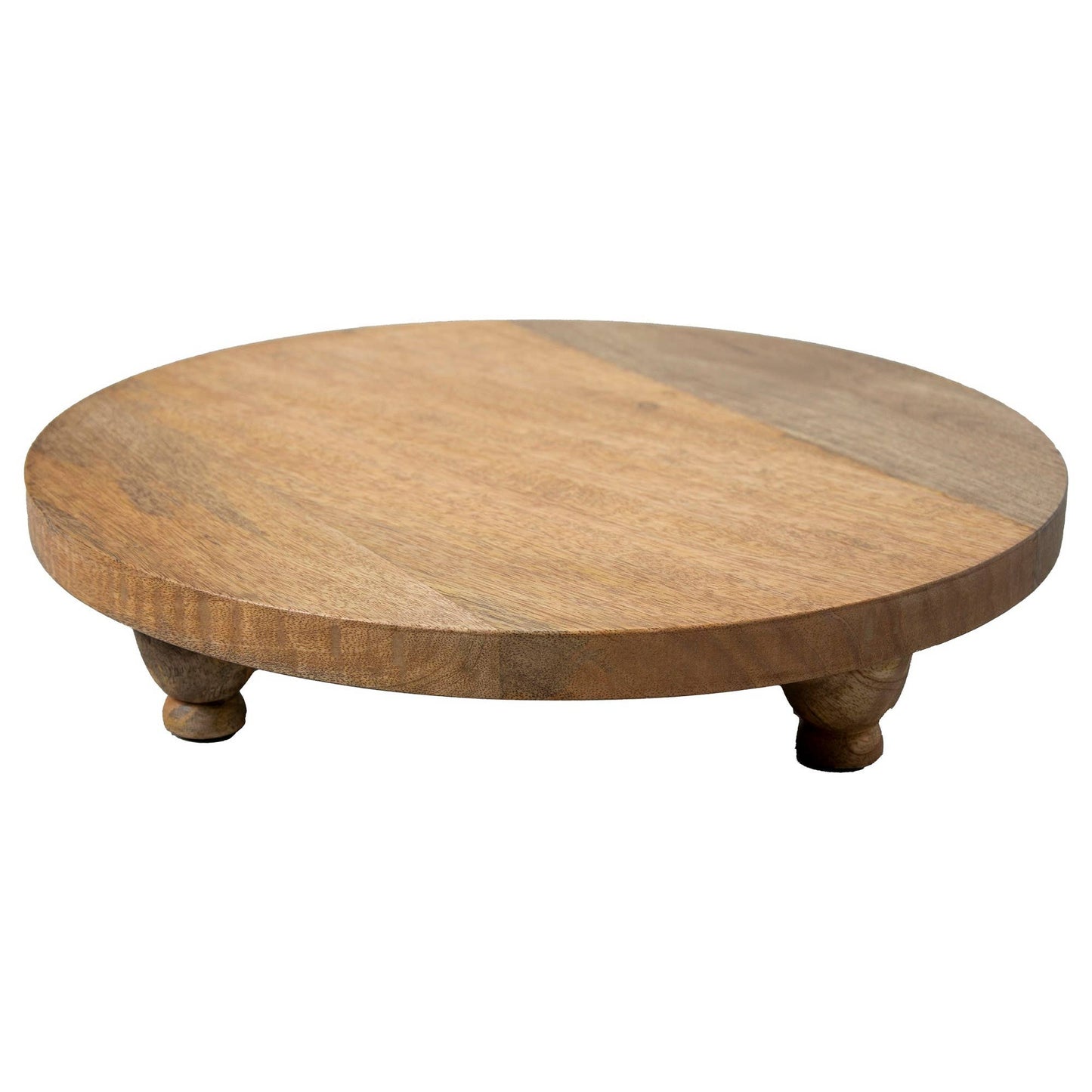 Artisan Wood 16" Round Natural Mango Wood Footed Board