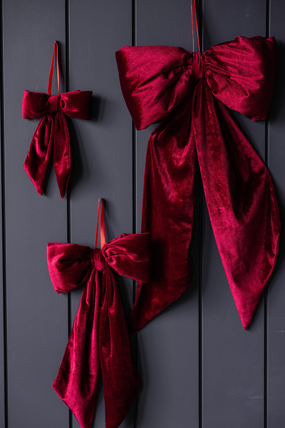 Bows Red Velvet Fabric: Large