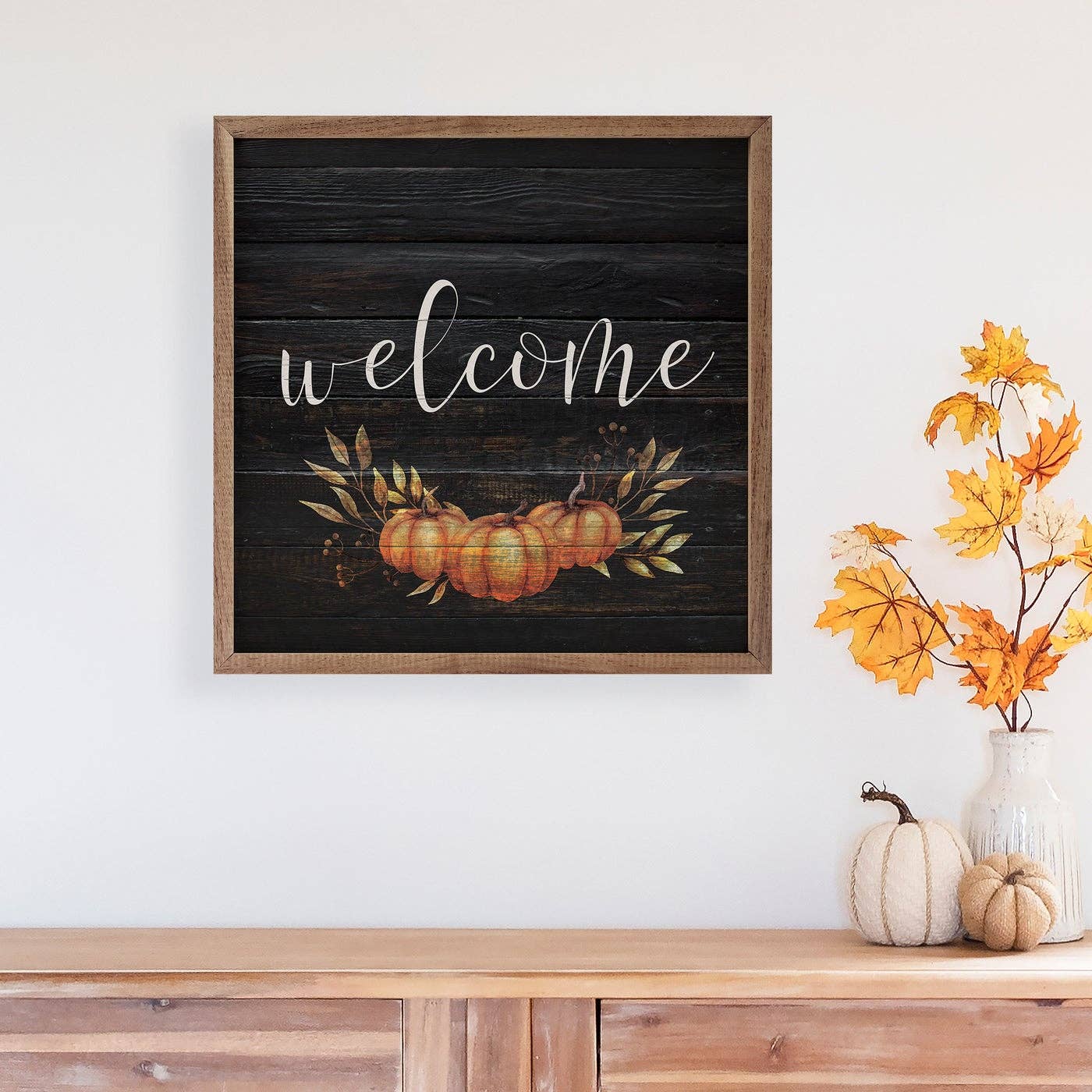Welcome Pumpkin Black: 12 x 12 x 1.5