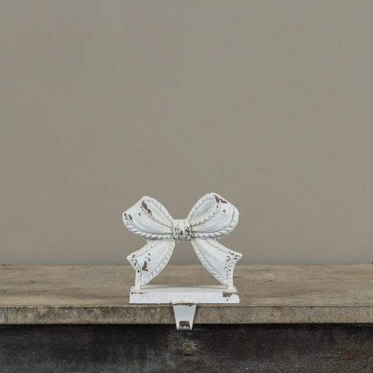 Petite White Bow Stocking Holder