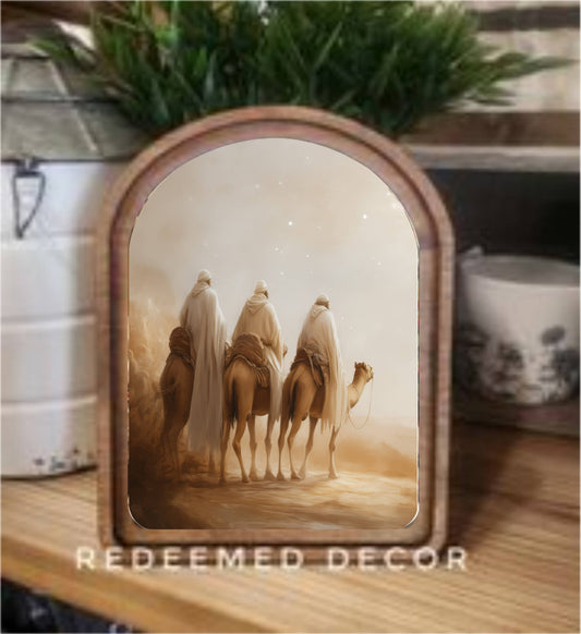 Arch Top Wise Men Framed Art     : 8.25x11"