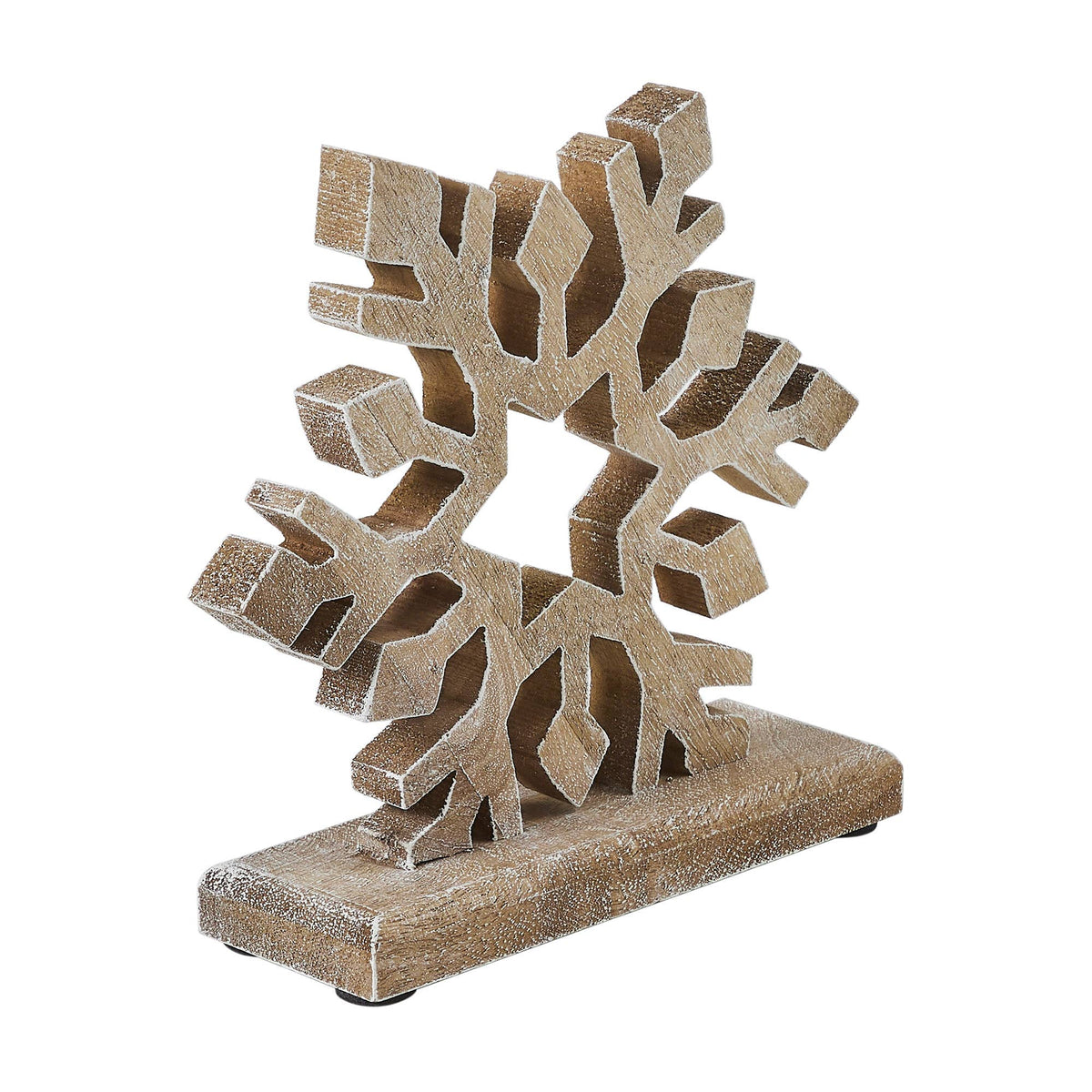 Wooden Snowflake Natural 7.5x8x2.5 Feathered Finish