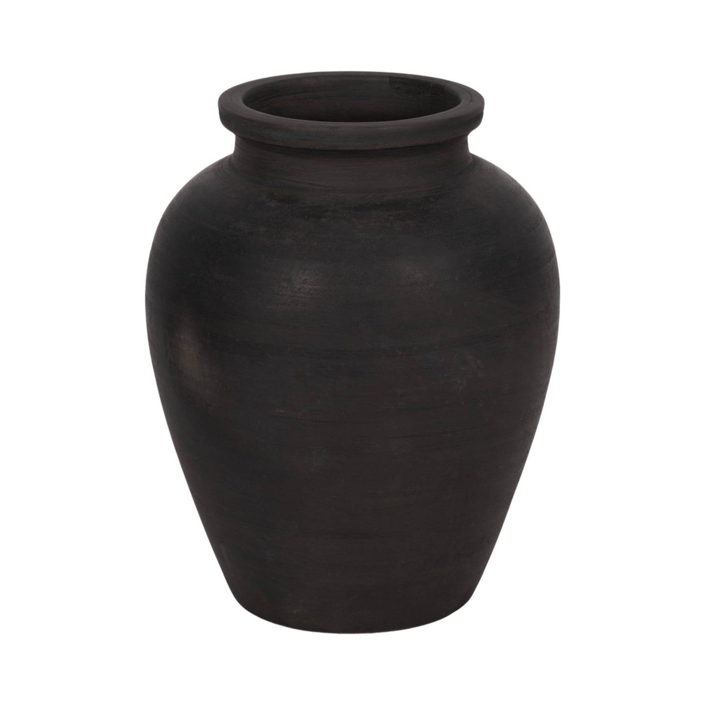 Ceramic Traditional Round Jug Vase - Black, 10 in.
