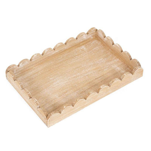 13x9x2 Natural Wood Scallop Tray
