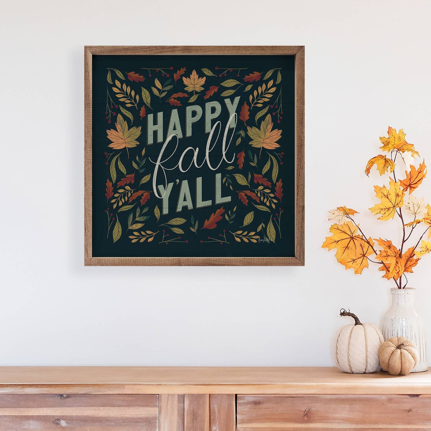 Autumn Sayings I v2 Fall By Becky Thorns: 8 x 8 x 1.5