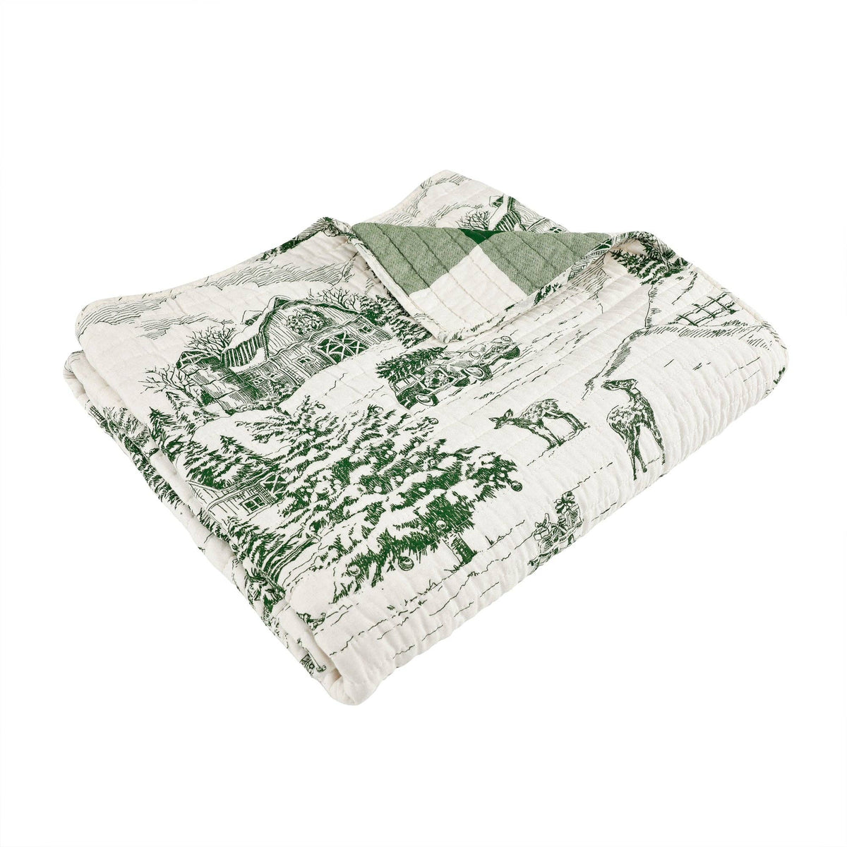 Winter Sleigh Ride Quilted Throw: Red