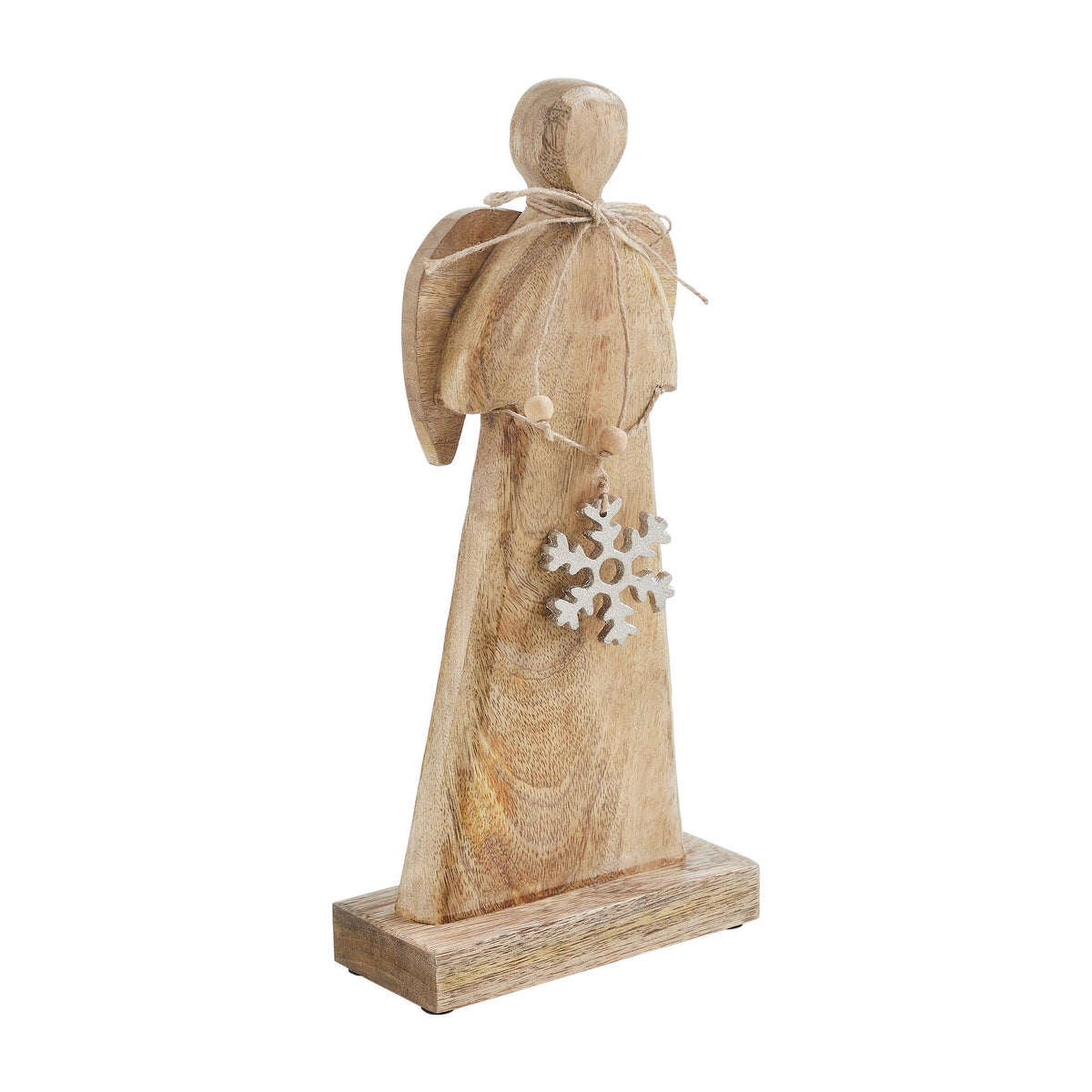Wooden Christmas Angel w/ Snowflake Farmhouse Decor 12"