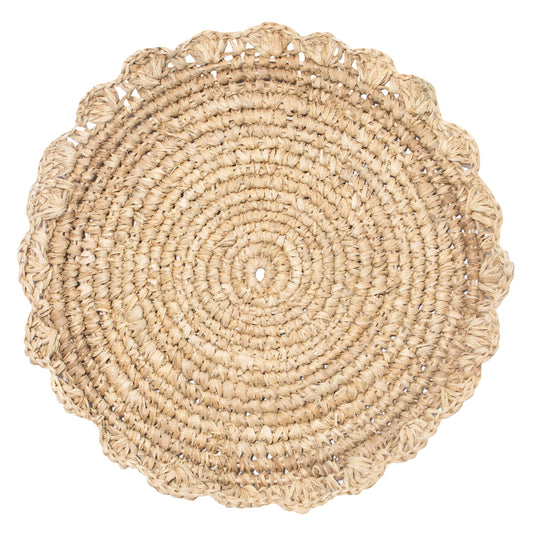 Blossom Natural Round Placemat Flower 38cm - Set of 4: Natural