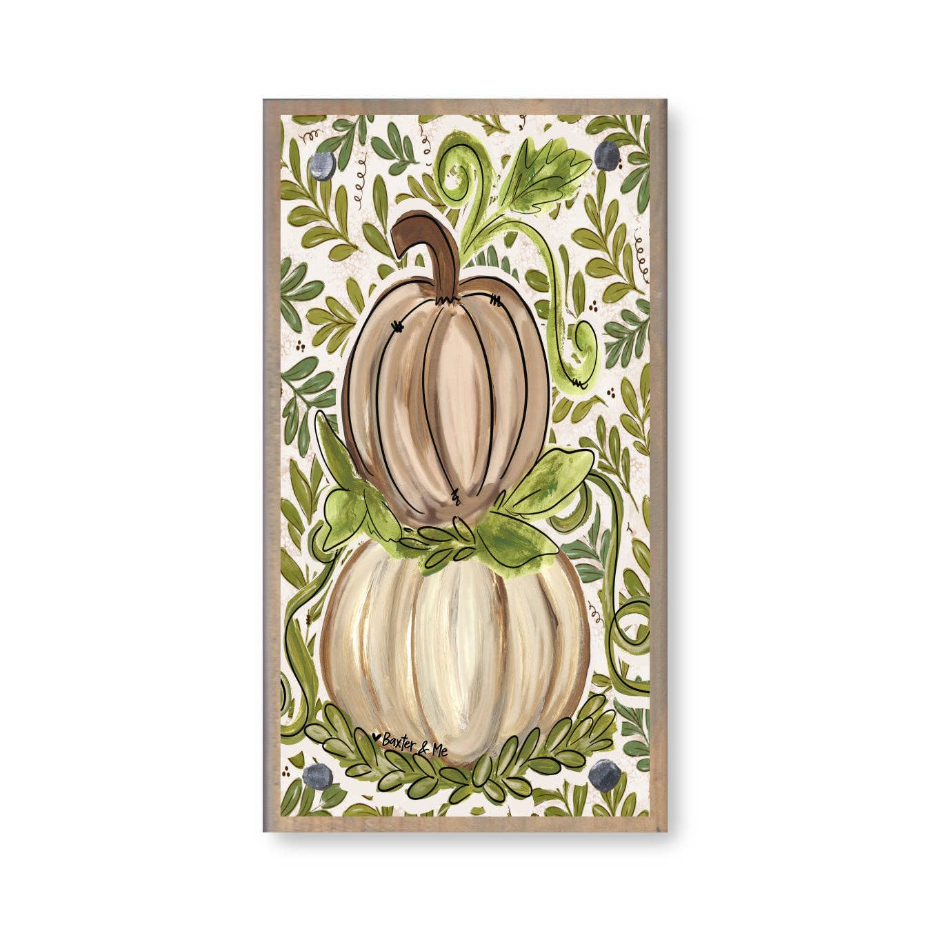 Olive Leaf Pumpkin Happy Block